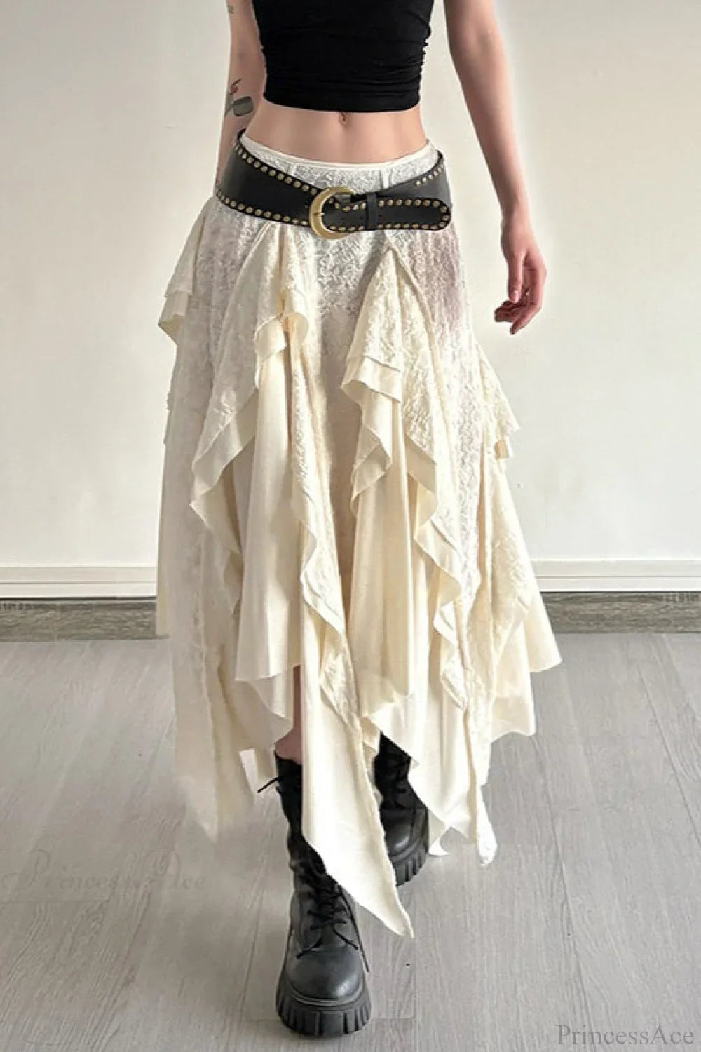 Asymmetrical Lace Bodycon Maxi Skirt image 1
