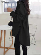 Asymmetrical Lace-Up Button Lapel Blouse image 5