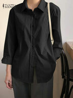 Asymmetrical Lace-Up Button Lapel Blouse image 8