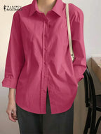 Asymmetrical Lace-Up Button Lapel Blouse image 9