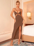 Asymmetrical Neck Glitter Trendy Strap Cut Out Dress image 19
