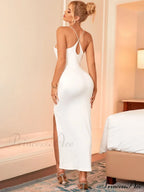 Asymmetrical Neck Glitter Trendy Strap Cut Out Dress image 14