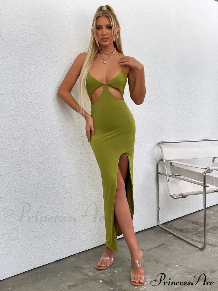 Asymmetrical Neck Glitter Trendy Strap Cut Out Dress image 1