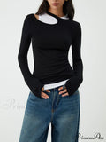 Asymmetrical Neck Graceful Long Sleeve Blouse image 1
