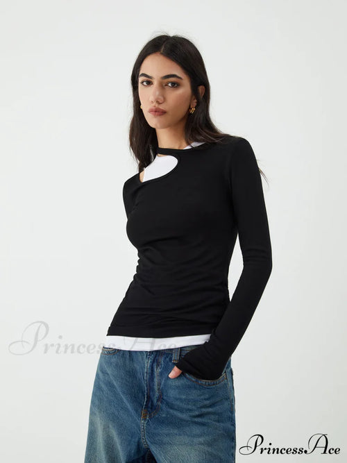 Asymmetrical Neck Graceful Long Sleeve Blouse image 2