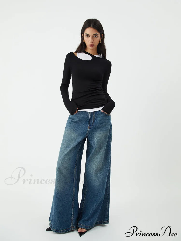 Asymmetrical Neck Graceful Long Sleeve Blouse image 3