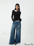 Asymmetrical Neck Graceful Long Sleeve Blouse image 3