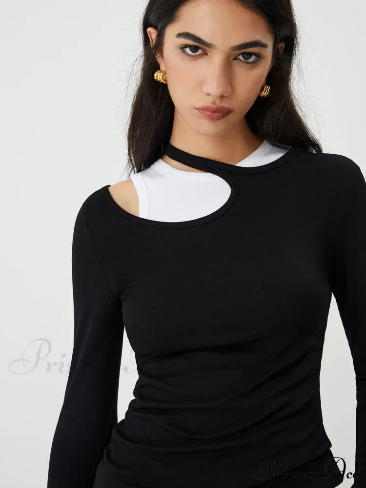 Asymmetrical Neck Graceful Long Sleeve Blouse image 4