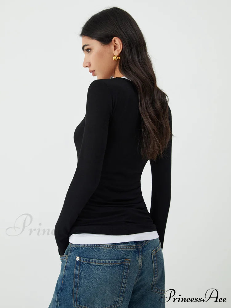 Asymmetrical Neck Graceful Long Sleeve Blouse image 5