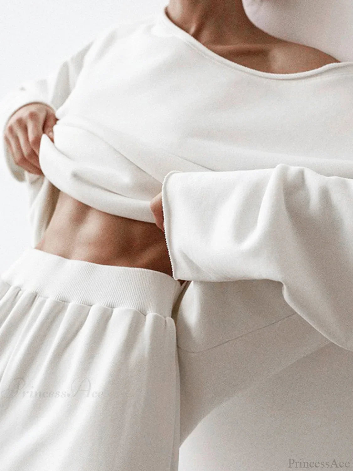 Asymmetrical Off Graceful Shoulder Solid Sweatshirt image 3