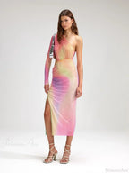 Asymmetrical Off-Shoulder Colorful High-End Prom Dress image 4