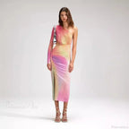 Asymmetrical Off-Shoulder Colorful High-End Prom Dress image 1