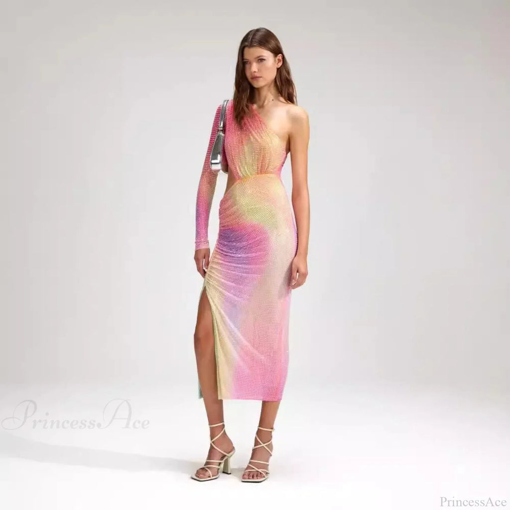 Asymmetrical Off-Shoulder Colorful High-End Prom Dress image 2