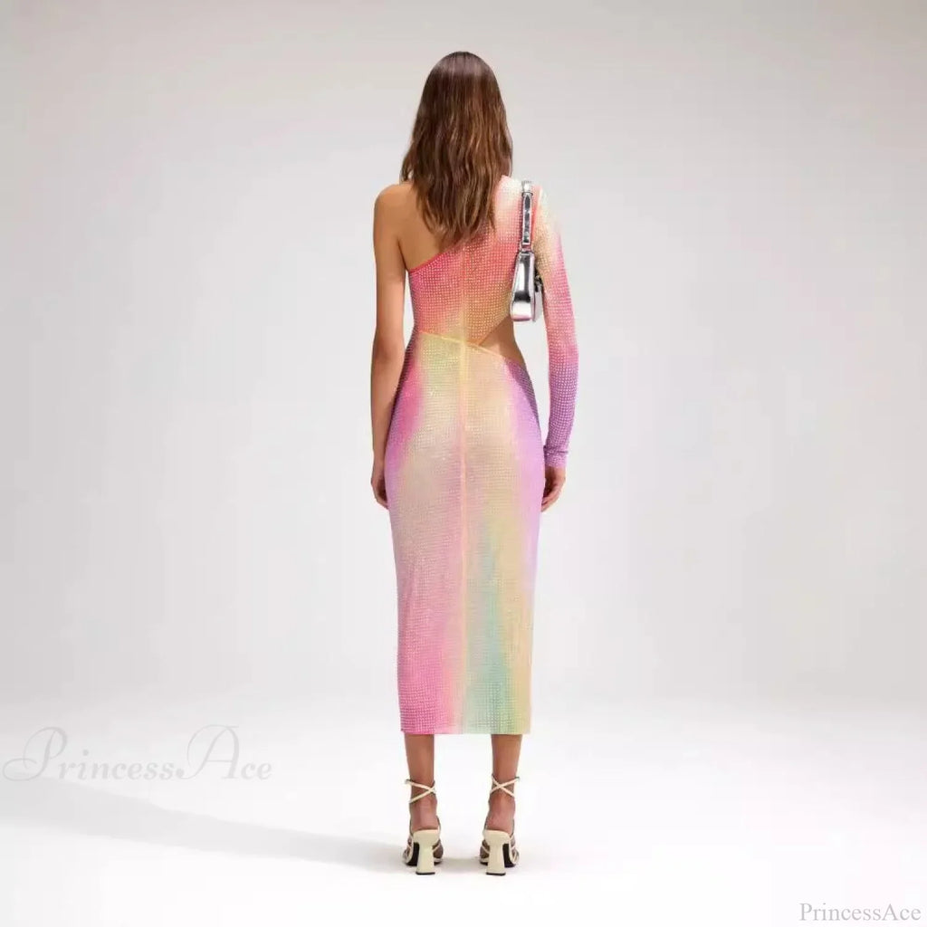 Asymmetrical Off-Shoulder Colorful High-End Prom Dress image 3