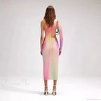Asymmetrical Off-Shoulder Colorful High-End Prom Dress image 3