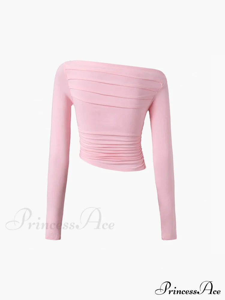 Asymmetrical Off Shoulder Trendy Long Sleeve Shirt image 11