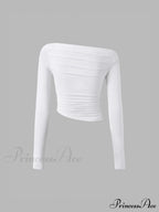 Asymmetrical Off Shoulder Trendy Long Sleeve Shirt image 14