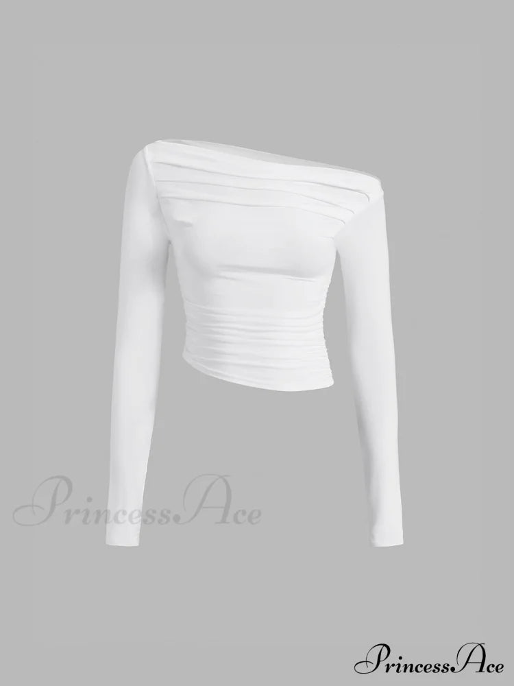 Asymmetrical Off Shoulder Trendy Long Sleeve Shirt image 13
