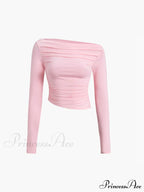 Asymmetrical Off Shoulder Trendy Long Sleeve Shirt image 10