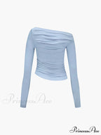 Asymmetrical Off Shoulder Trendy Long Sleeve Shirt image 8