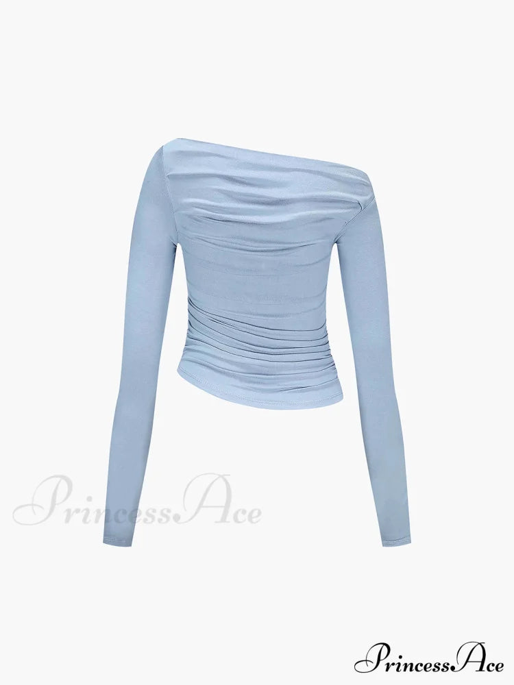 Asymmetrical Off Shoulder Trendy Long Sleeve Shirt image 8