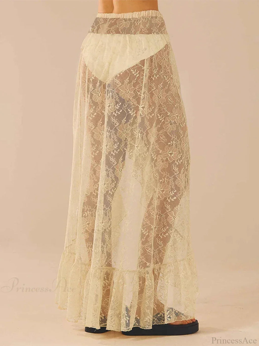 Asymmetrical Ruffle Lace Bodycon Summer Beach Y2K Long Skirt image 2