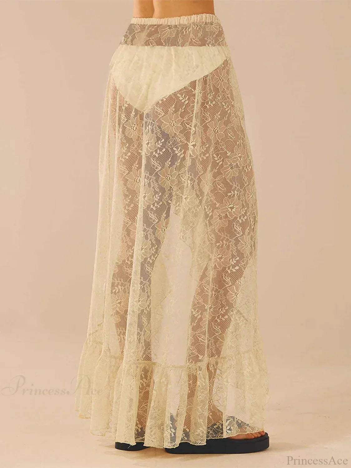 Asymmetrical Ruffle Lace Bodycon Summer Beach Y2K Long Skirt image 2