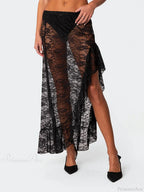 Asymmetrical Ruffle Lace Bodycon Summer Beach Y2K Long Skirt image 5