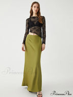 Asymmetrical Sheer Lace Trendy Long Sleeve Top image 2