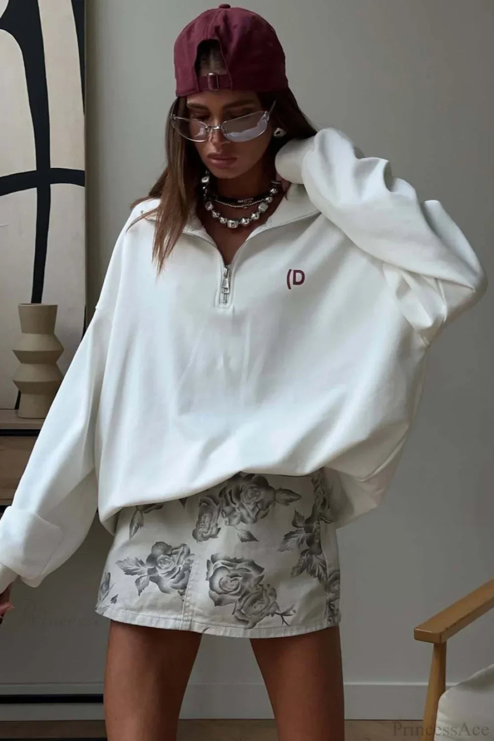 Athletic Color Block Letter Print Casual Sweatshirt image 1