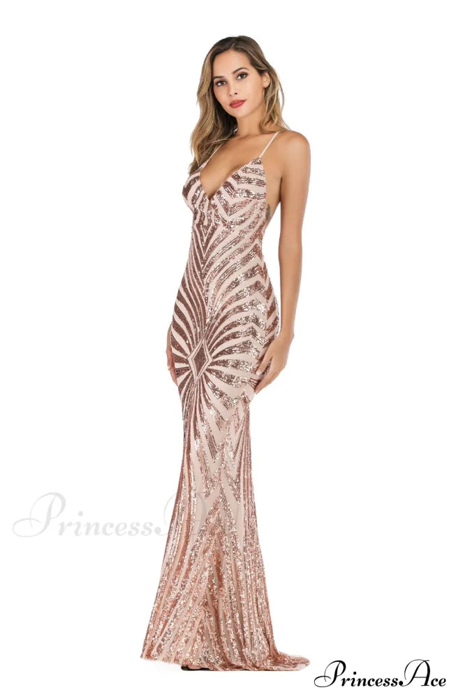 Aubrie Formal Stylish Sequin Scroll Dress image 9