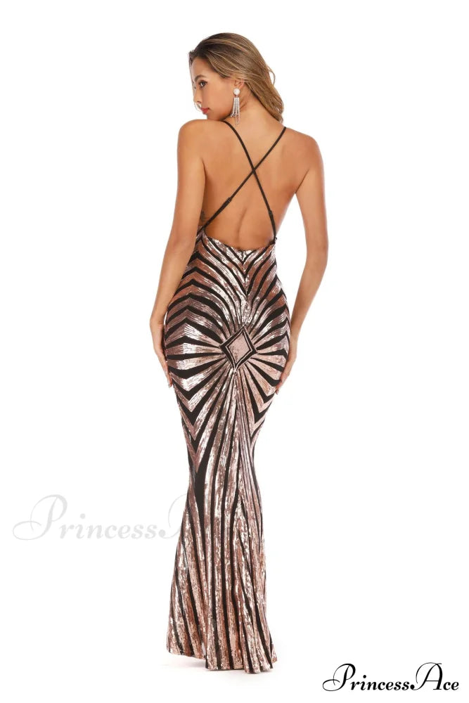 Aubrie Formal Stylish Sequin Scroll Dress image 7