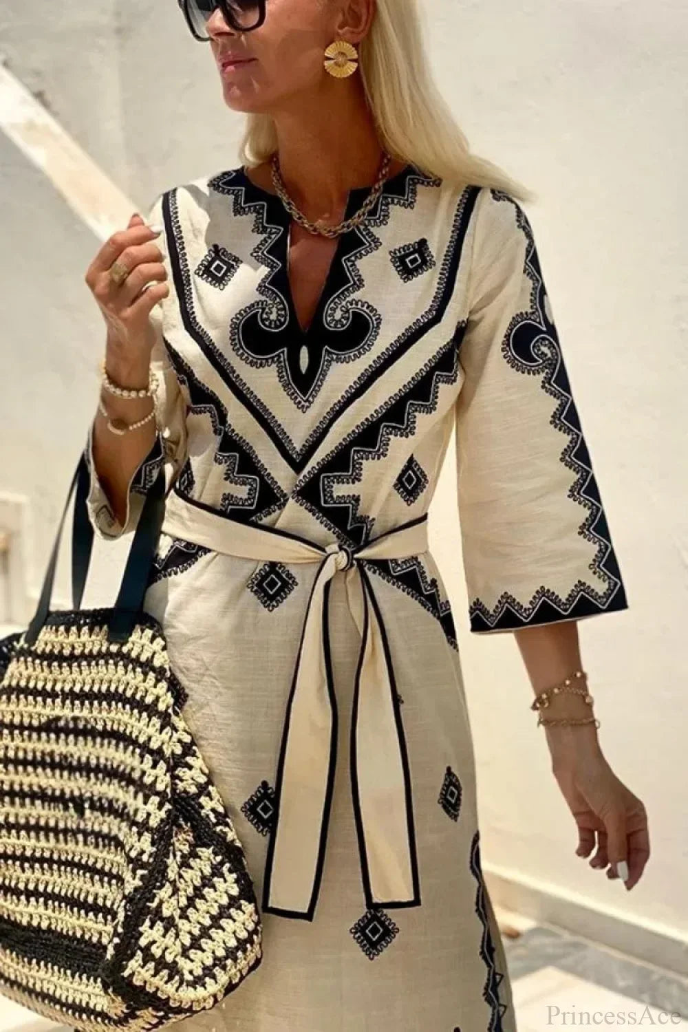 Autumn Fragrant Hemp A-line Boho Dress image 5