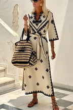 Autumn Fragrant Hemp A-line Boho Dress image 2