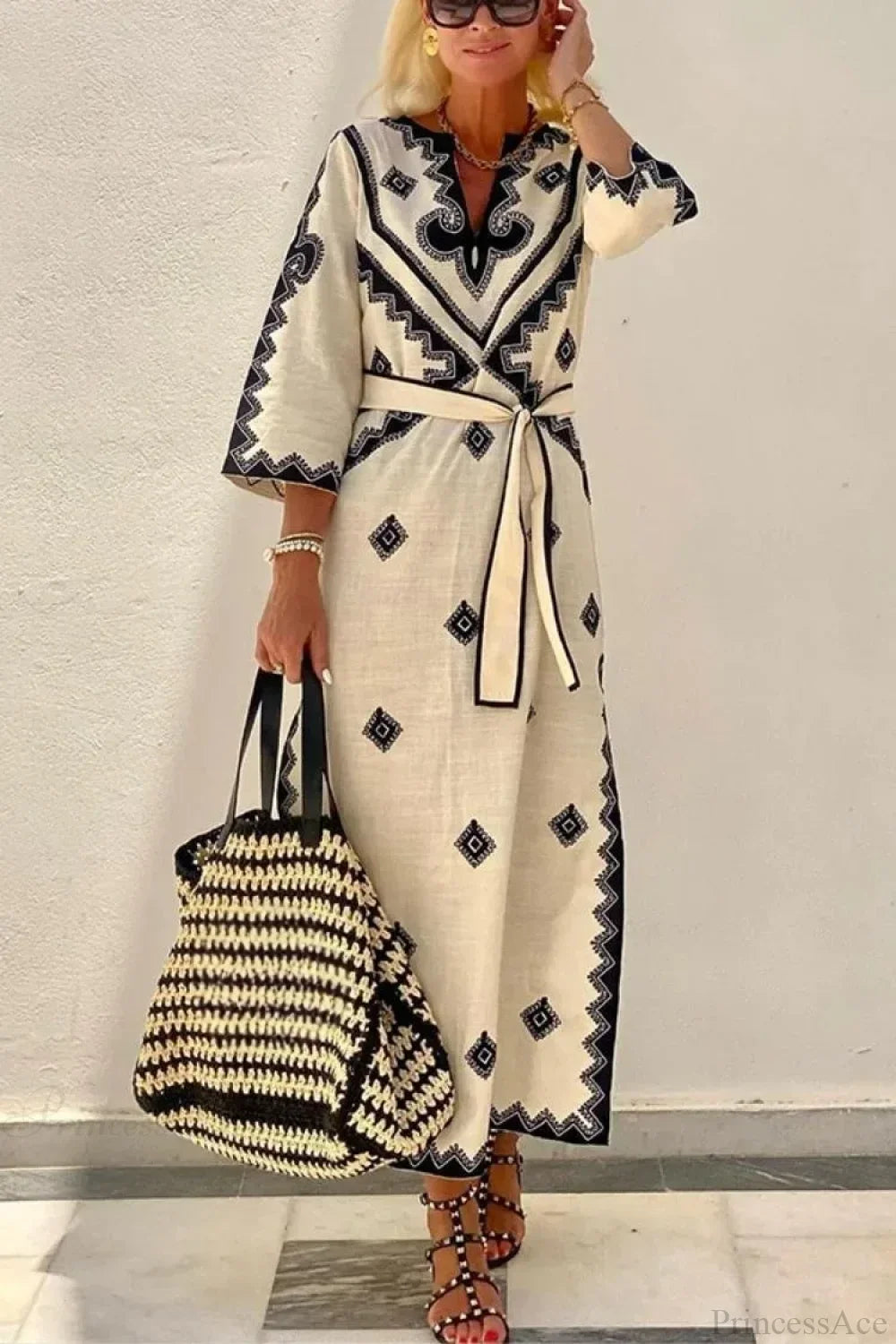 Autumn Fragrant Hemp A-line Boho Dress image 3