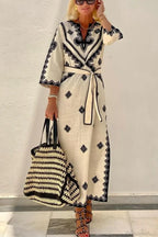 Autumn Fragrant Hemp A-line Boho Dress image 3