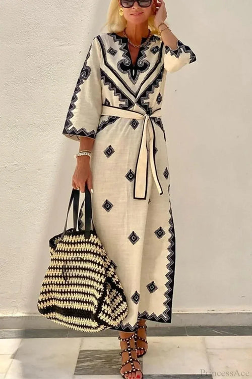 Autumn Fragrant Hemp A-line Boho Dress image 1