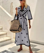 Autumn Fragrant Hemp A-line Boho Dress image 7