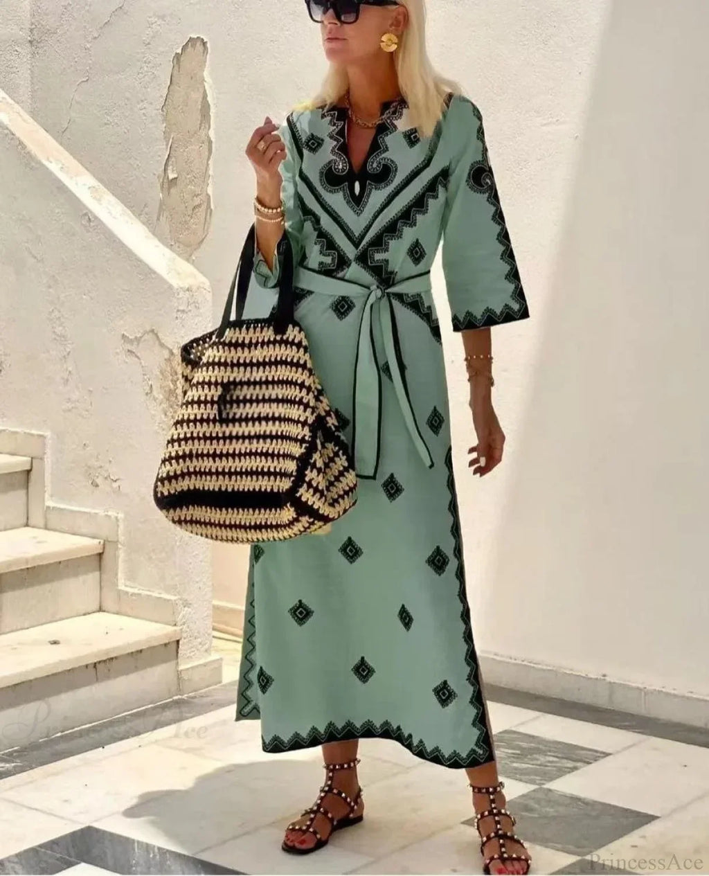 Autumn Fragrant Hemp A-line Boho Dress image 8