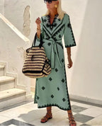 Autumn Fragrant Hemp A-line Boho Dress image 8
