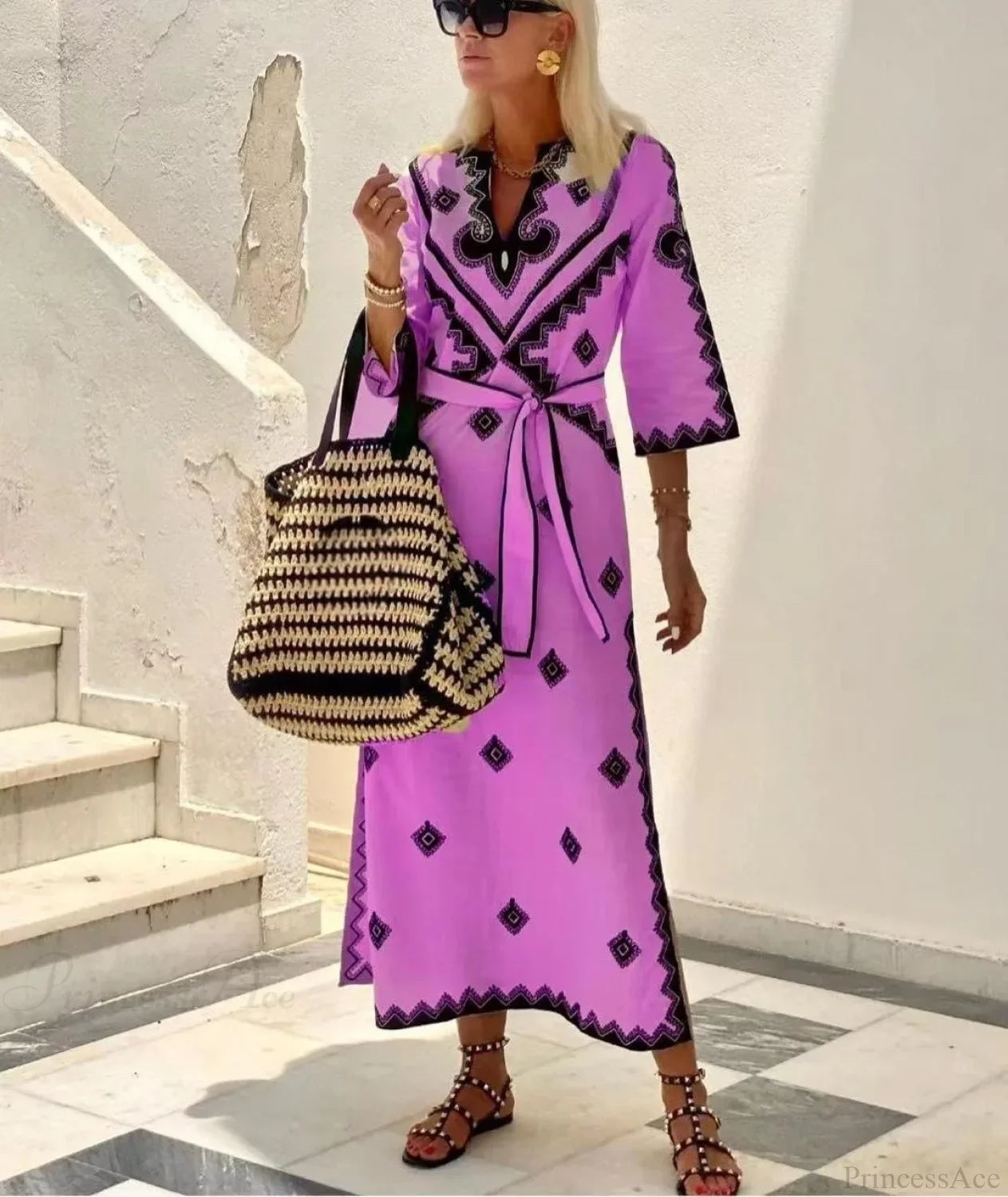 Autumn Fragrant Hemp A-line Boho Dress image 6