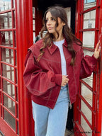 Autumn Leather Oversize Long Sleeve Turn-down Collar Fashion Casual Jacket image 1