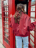 Autumn Leather Oversize Long Sleeve Turn-down Collar Fashion Casual Jacket image 4