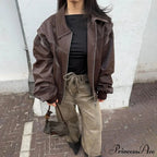 Autumn Leather Oversize Long Sleeve Turn-down Collar Fashion Casual Jacket image 8