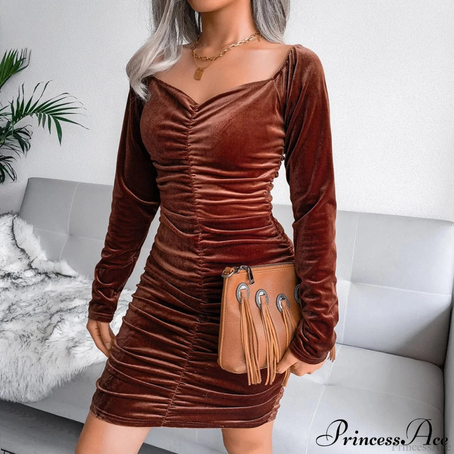 Autumn Long Sleeve Trendy Turtleneck Bodycon Mini Dress image 7