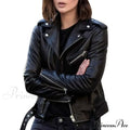 Autumn Short Solid Biker Thin Cool Faux Leather Jacket image 6
