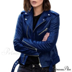 Autumn Short Solid Biker Thin Cool Faux Leather Jacket image 7