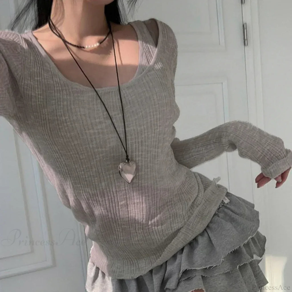 Autumn Simple Casual Vintage Long Sleeve Knit Top image 2