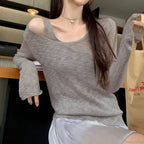 Autumn Simple Casual Vintage Long Sleeve Knit Top image 1