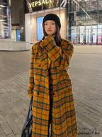 Autumn Winter Long Loose Retro Colorful Woolen Double Breasted Luxury Designer Stylish Coat image 1